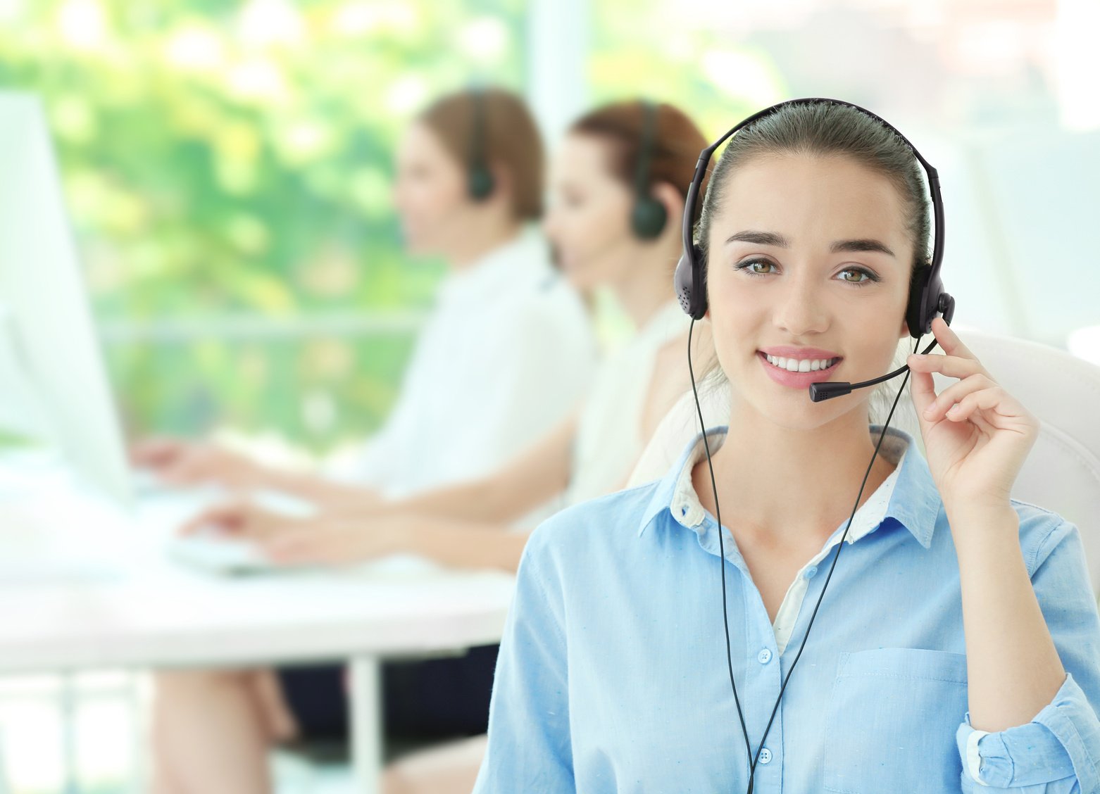 Female Technical Support Dispatcher Working
